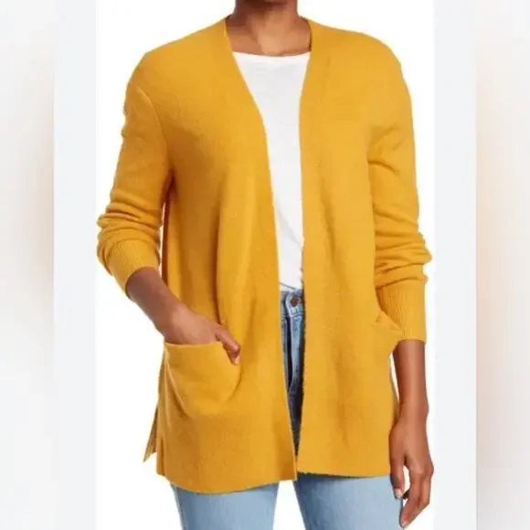 Madewell Mustard Orange Wool Alpaca Blend Boho Open Cardigan Sweater Size Small - Picture 1 of 10